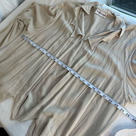 Vintage Desert Design Tan Asymmetric Hem Cardigan Womens Medium Boho Lagenlook - Picture 9 of 12